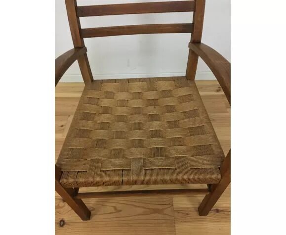 Rope and wood vintage armchair 50s