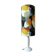 vintage lamp with a white wooden base, multicoloured sixties lampshade