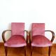 Paire de fauteuils moustache velours rose art déco