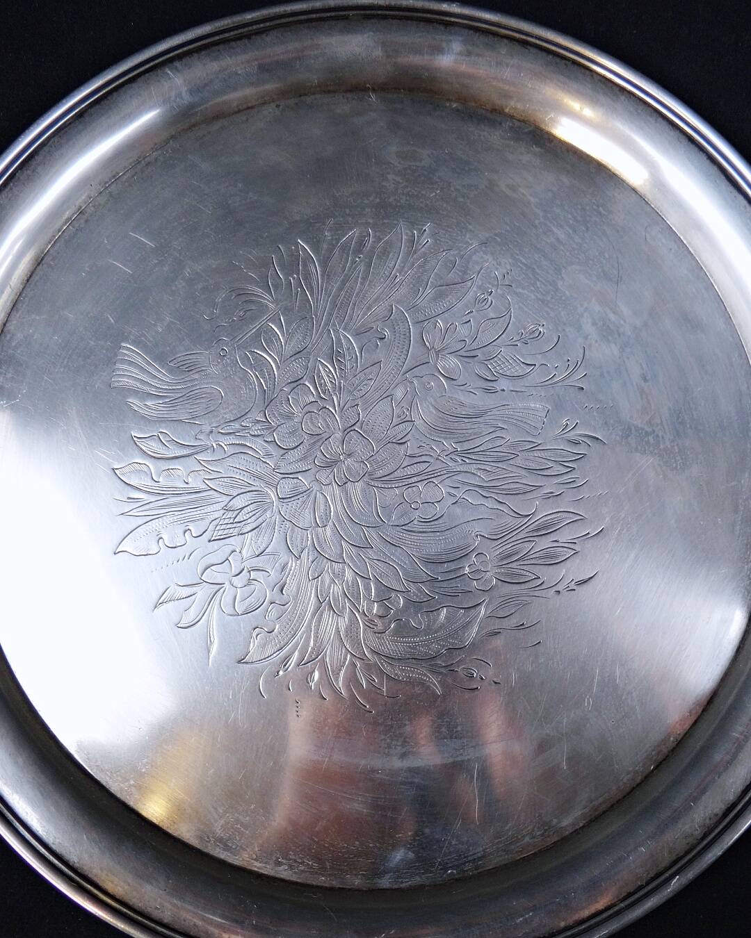 Solid silver tray signed Sazikov Russian wedding dish from 1868
