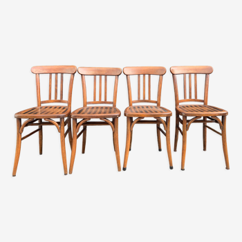 Ensemble de 4 chaises de bistrot en bois courbé