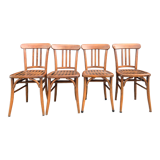 Set of 4 curved wooden bistro chairs