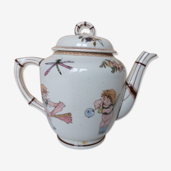 Teapot Sarreguemines cherub patterns