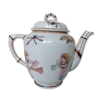Teapot Sarreguemines cherub patterns