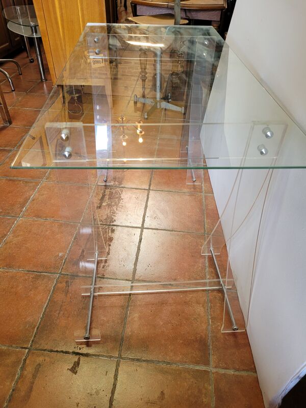 Bureau tréteaux en plexiglas des années 70