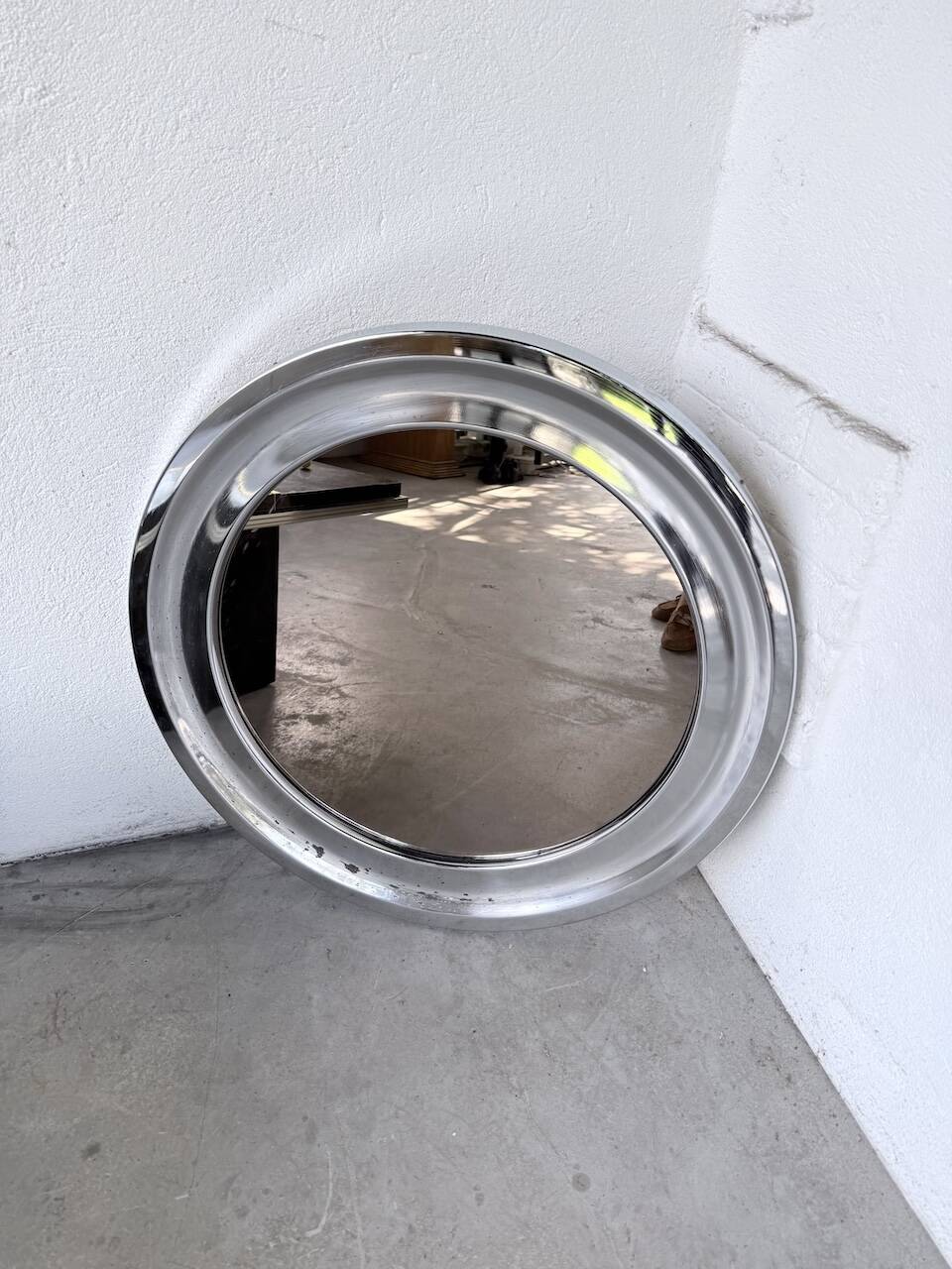 Miroir rond chrome Italie 1960