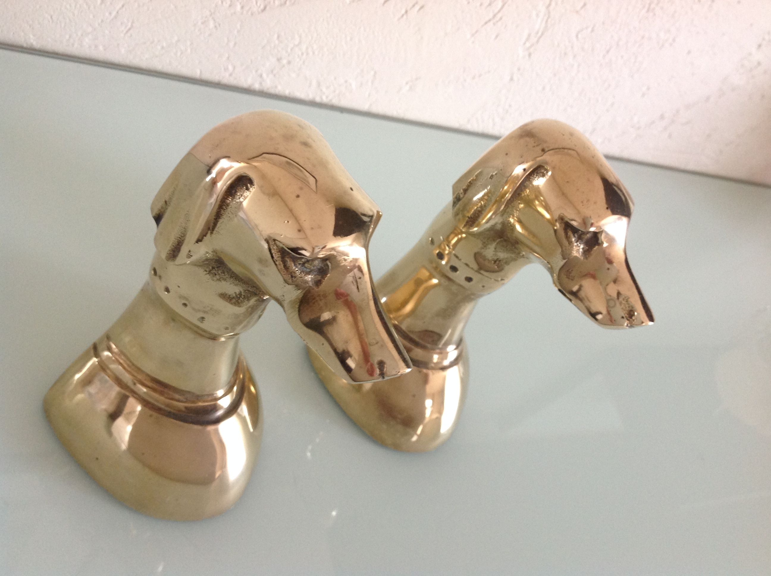 Pair of greenhouse books Greyhound brass heads 60/70