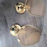 Set of 2 wall lights in gilded brass and opaline glass