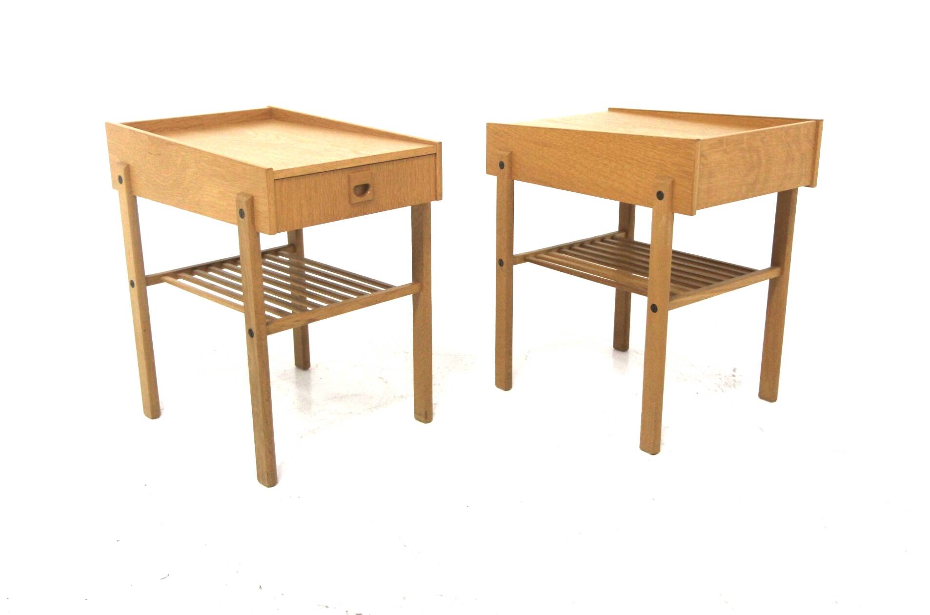 Set of 2 Scandinavian oak bedside tables, Sweden, 1960.