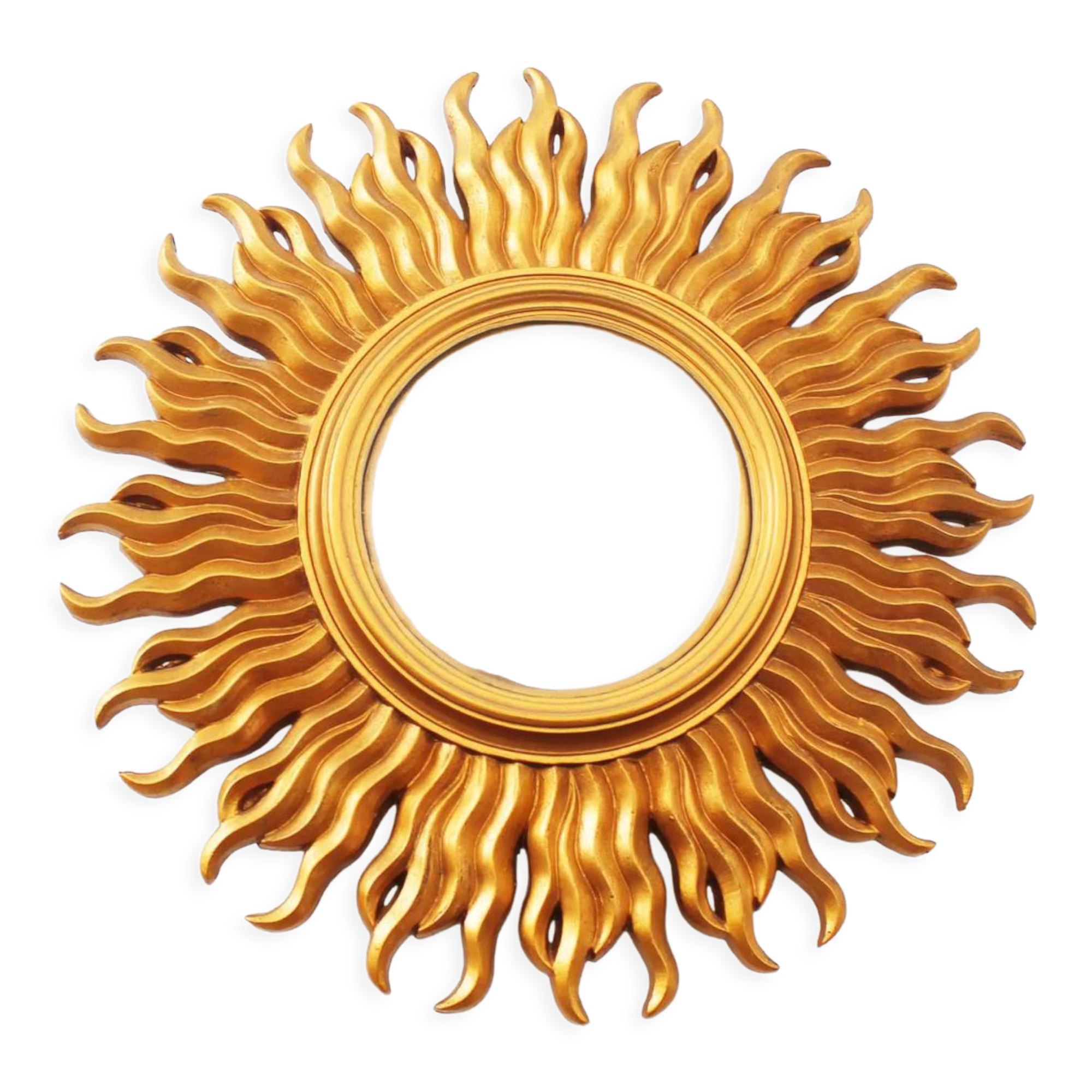 Vintage 1970's gilt sunburst mirror - vintage gilt sunburst convex mirror