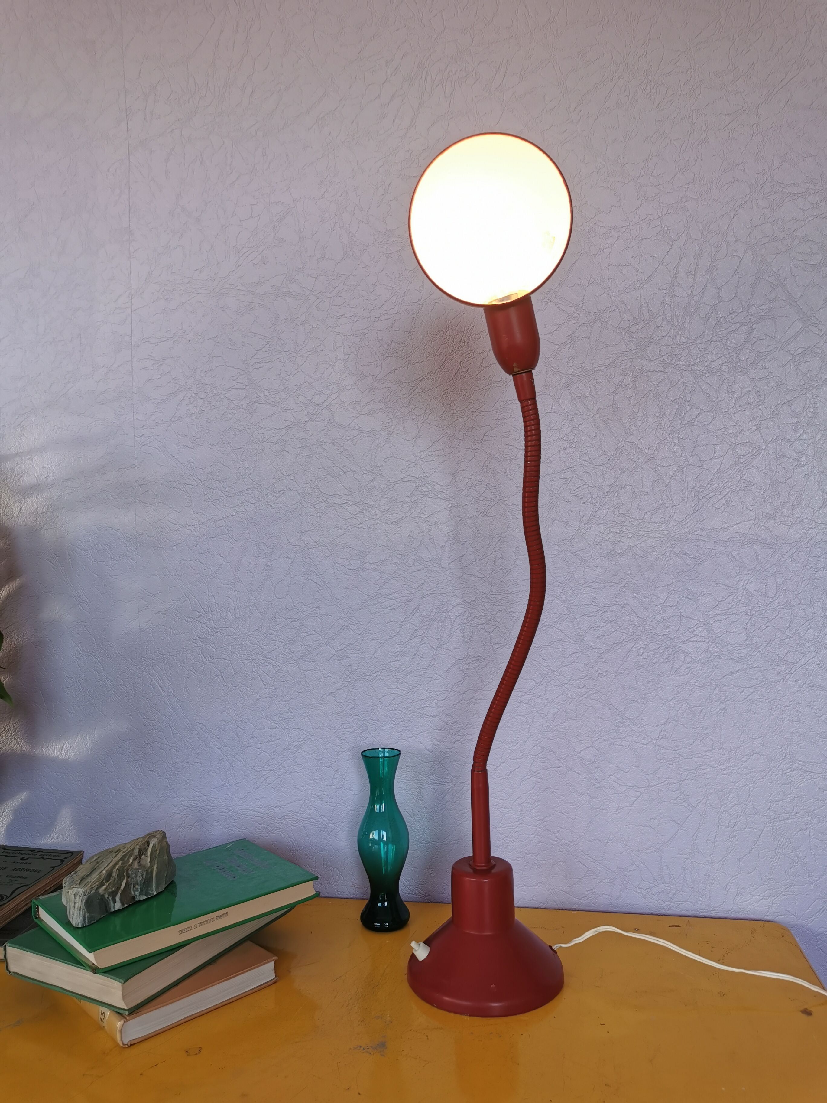 Burgundy flexible casserole lamp, 1960