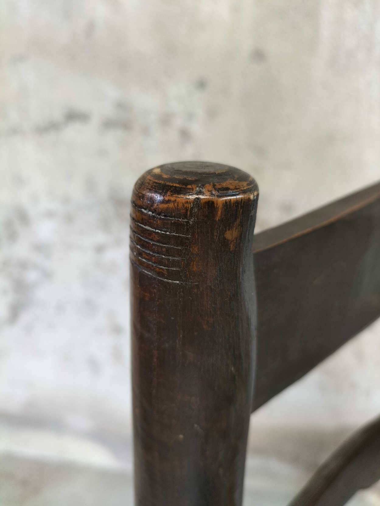 High back straw armchair