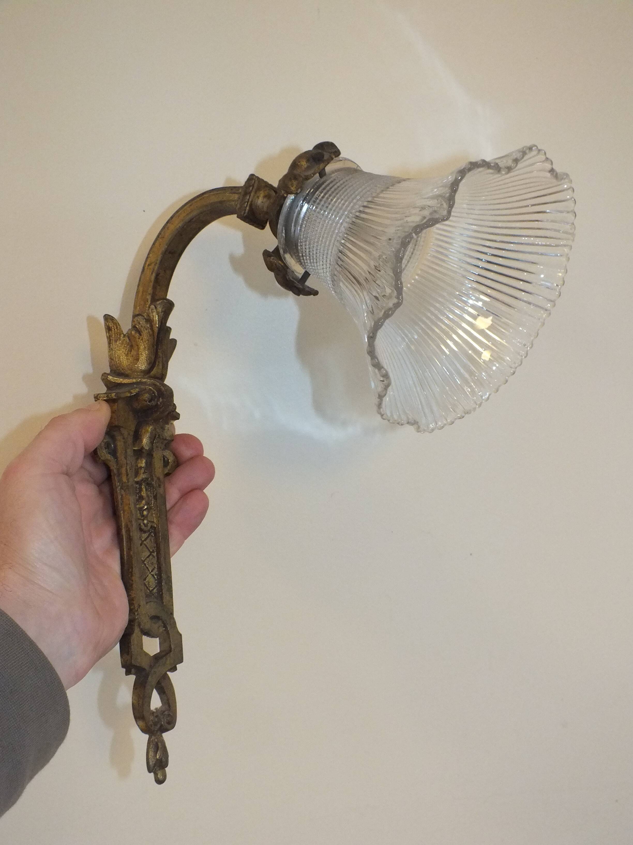 Large old bronze wall light