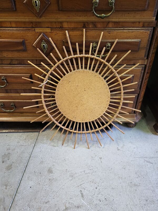 Round rattan mirror 1970
