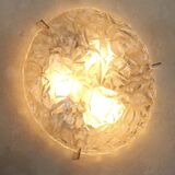 Frosted ice glass plafonnier, Kaiser Leuchten label, 1970s