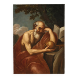 Great 17th century Italian painting, Saint Jerome in Meditation