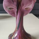 Volubilis vase in Murano glass. Pink speckled background. Height 21 cm.