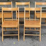 5 or 6 Scandinavian folding cane chairs 1970