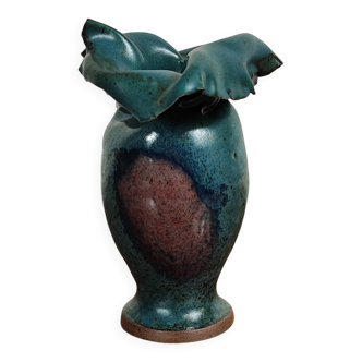Blue green and pink terracotta vase imitation fabric plant decoration