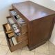 Old and authentic workshop counter with 3 large oak drawers.