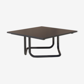 Vintage coffee table in steel and black melamine by Airborne, france, 1990s