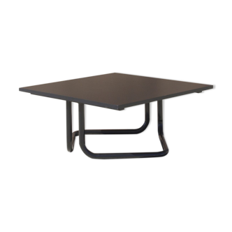Vintage coffee table in steel and black melamine by Airborne, france, 1990s