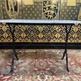 Black cast iron marble bistro table