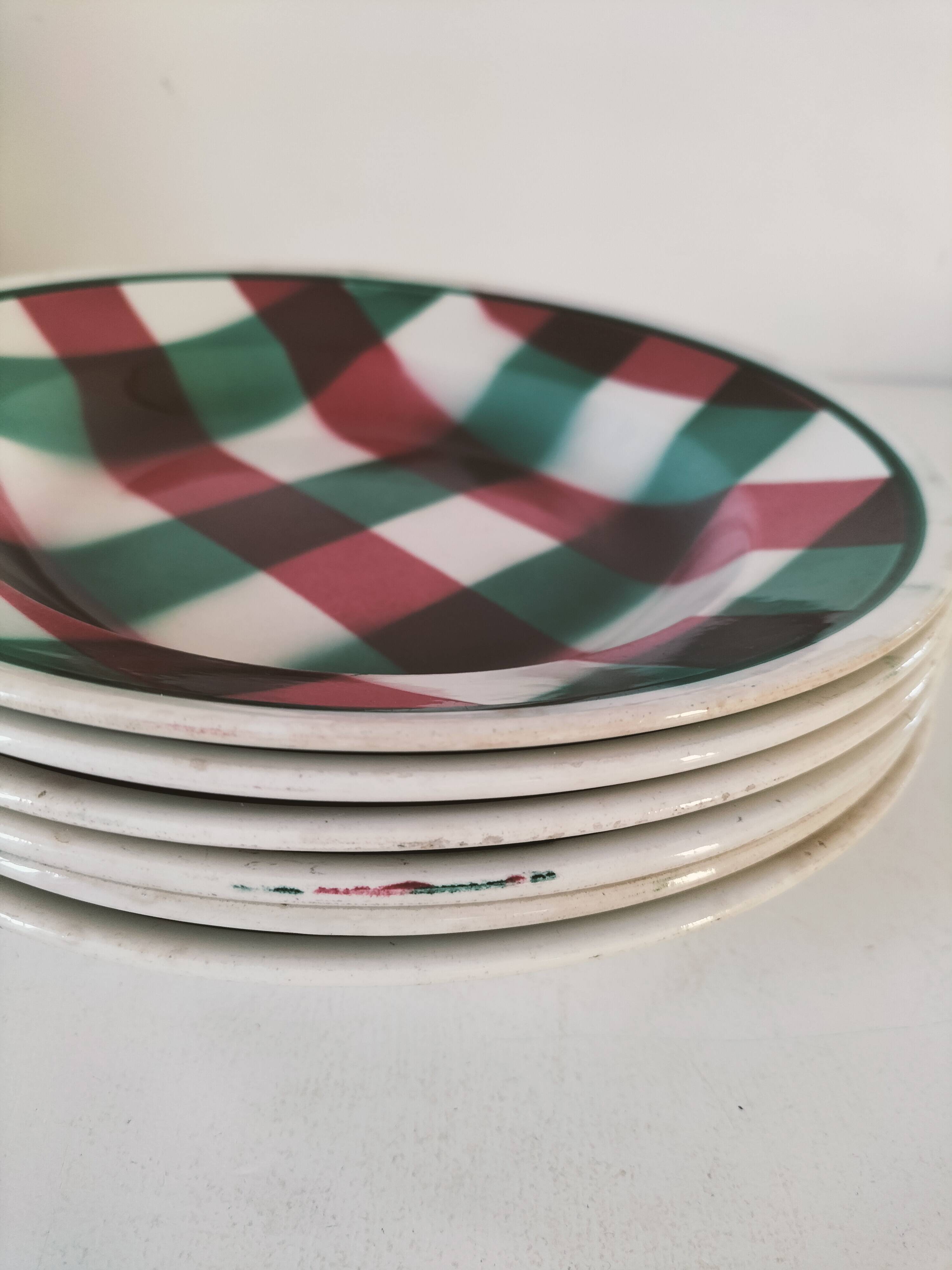 Set of 6 soup plates Faïencerie Nouvelle Givors from the 50s