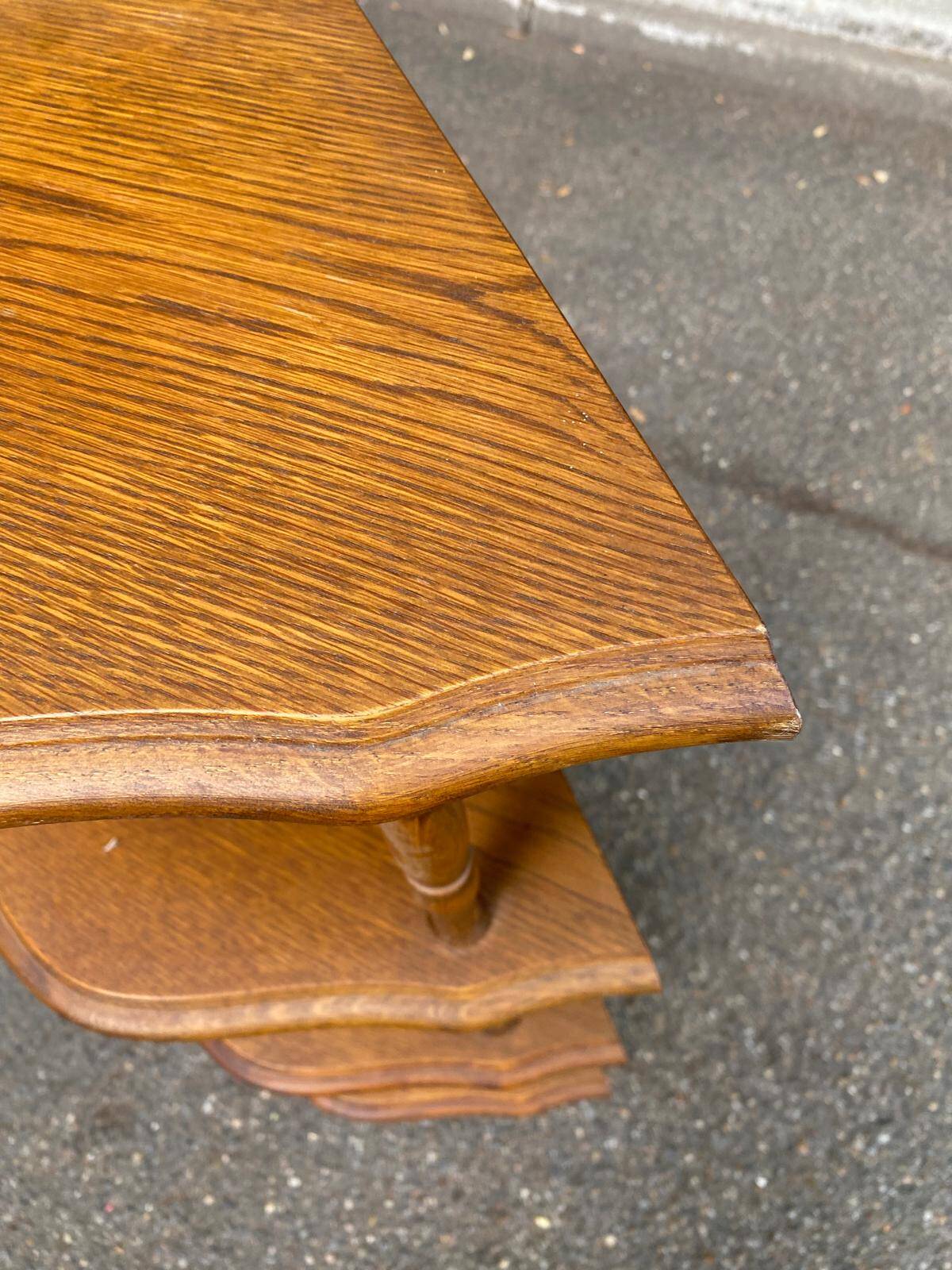 1970 dismantlable oak corner shelf with 4 levels