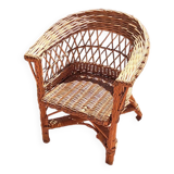 Vintage rattan children's armchair 1960