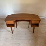 Vintage curved teak desk