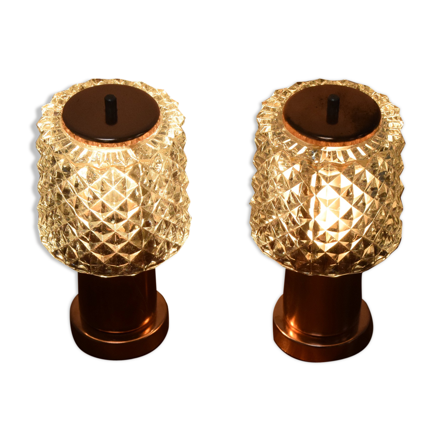 Pair of Table Small Lamps  by Kamenicky Senov, Preciosa,1970‘s.