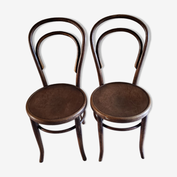 Duo of curved wooden chairs Fischel