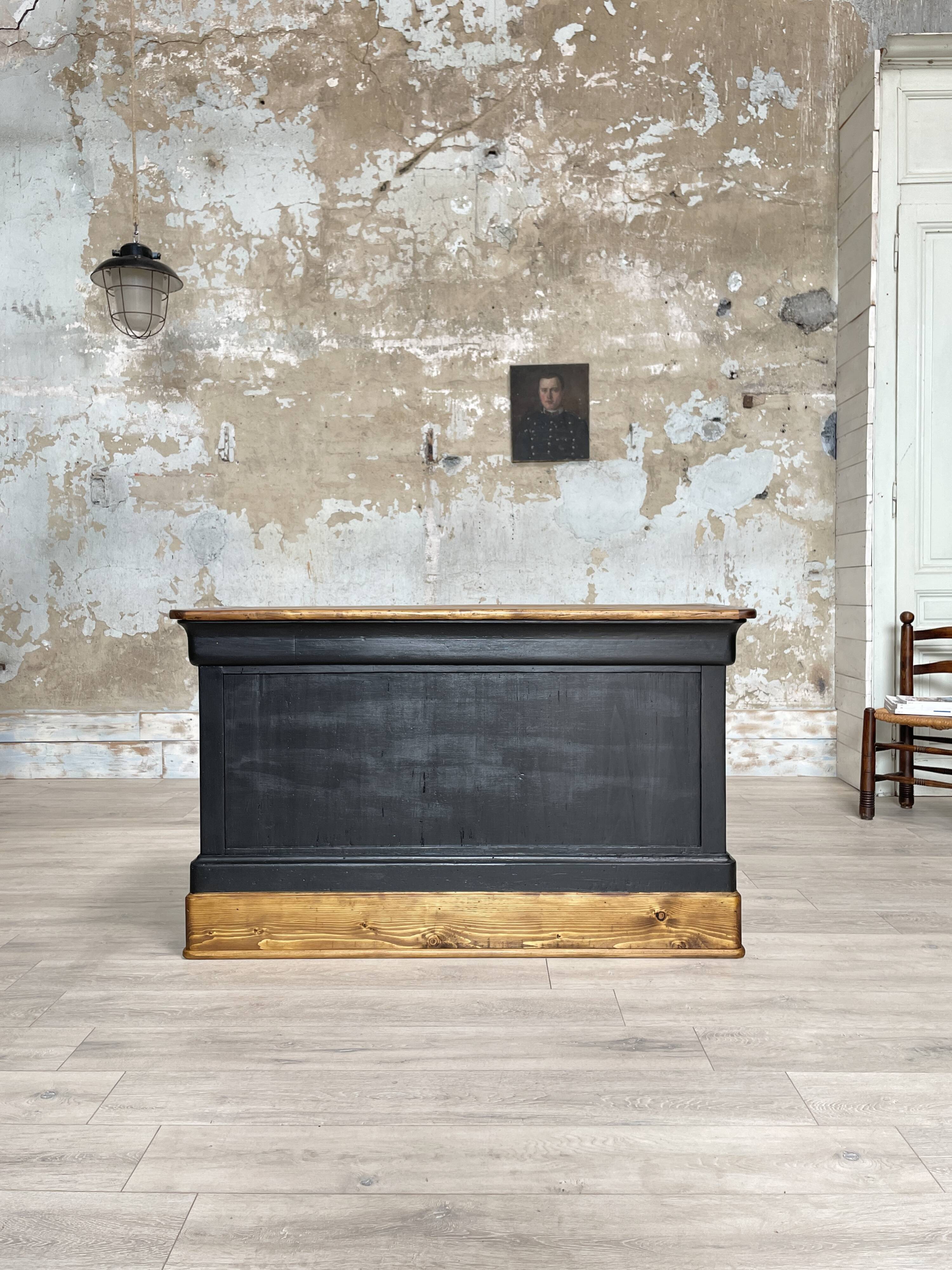 Solid wood box counter.