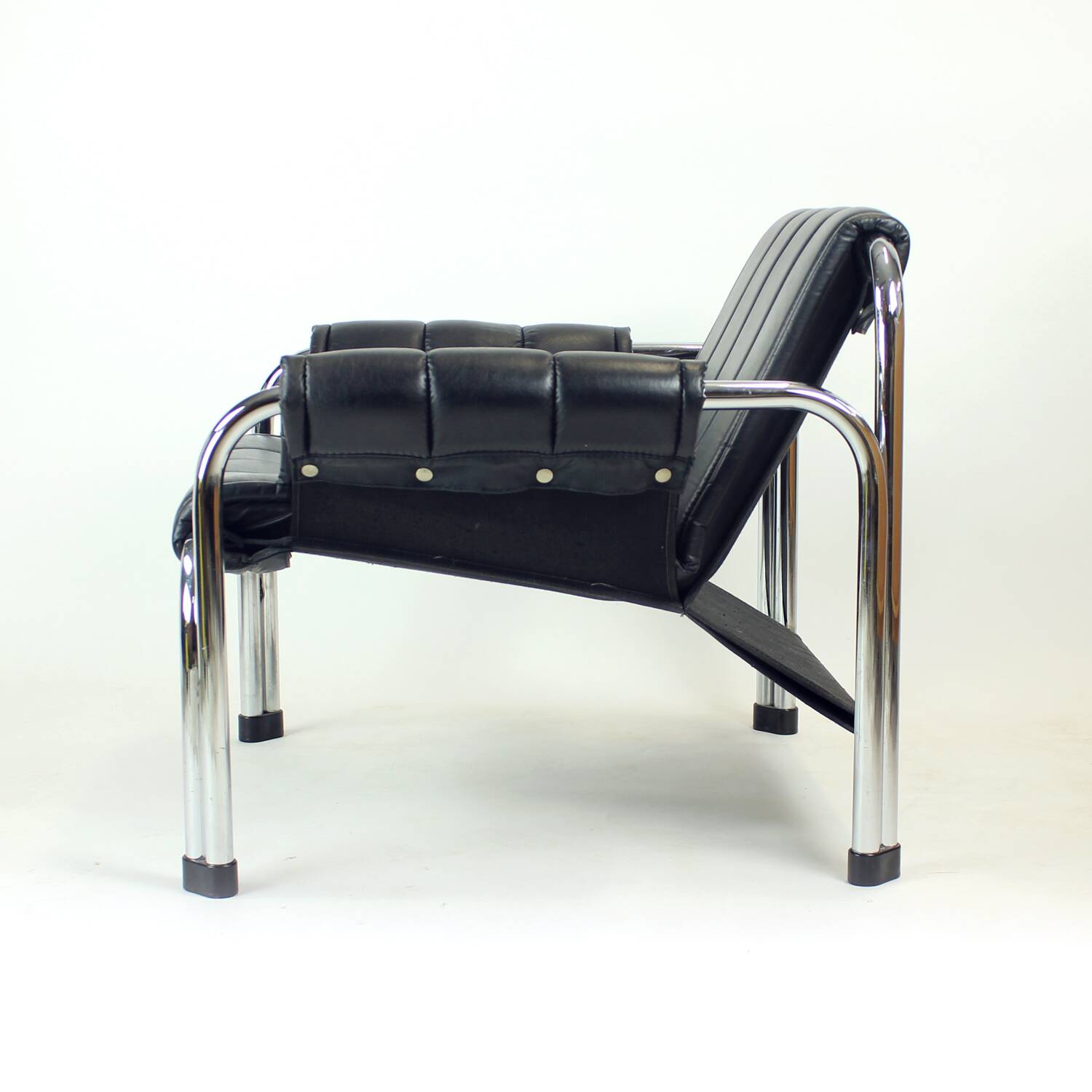 Lounge Chair By Viliam Chlebo In Chrome And Leatherette, Kodreta 1980s