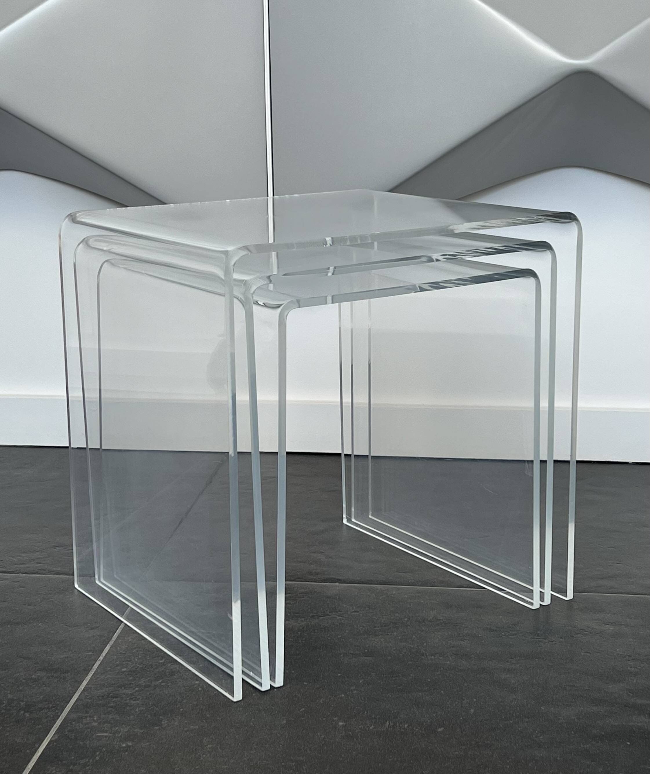 Nesting tables in plexiglass by Michel Dumas, France 1970s