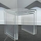 Nesting tables in plexiglass by Michel Dumas, France 1970s