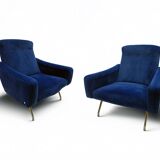 Paire de fauteuils Galion bleu royal de Steiner (années 1950)