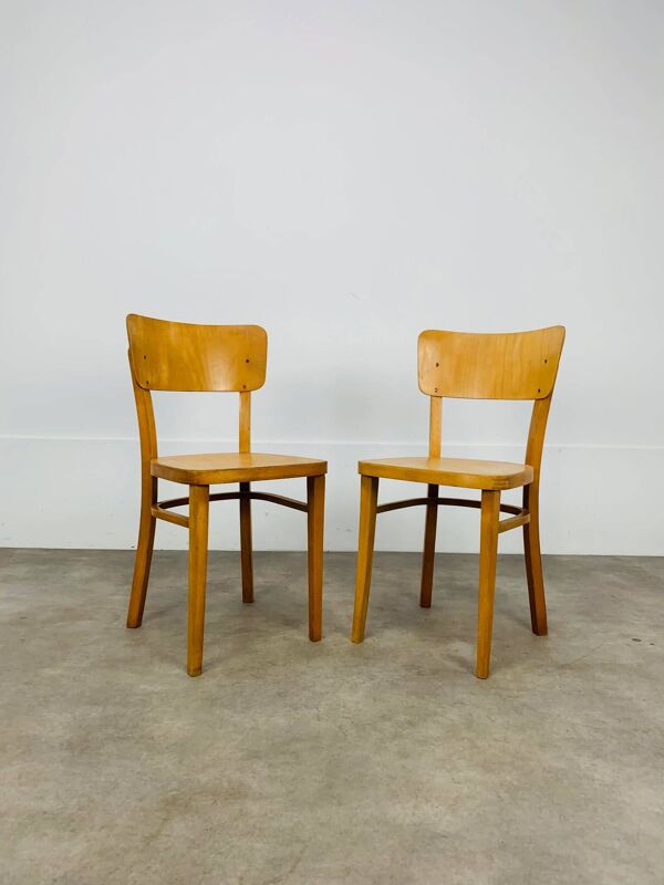 Paire de chaises bistrot Thonet, bois, années 60