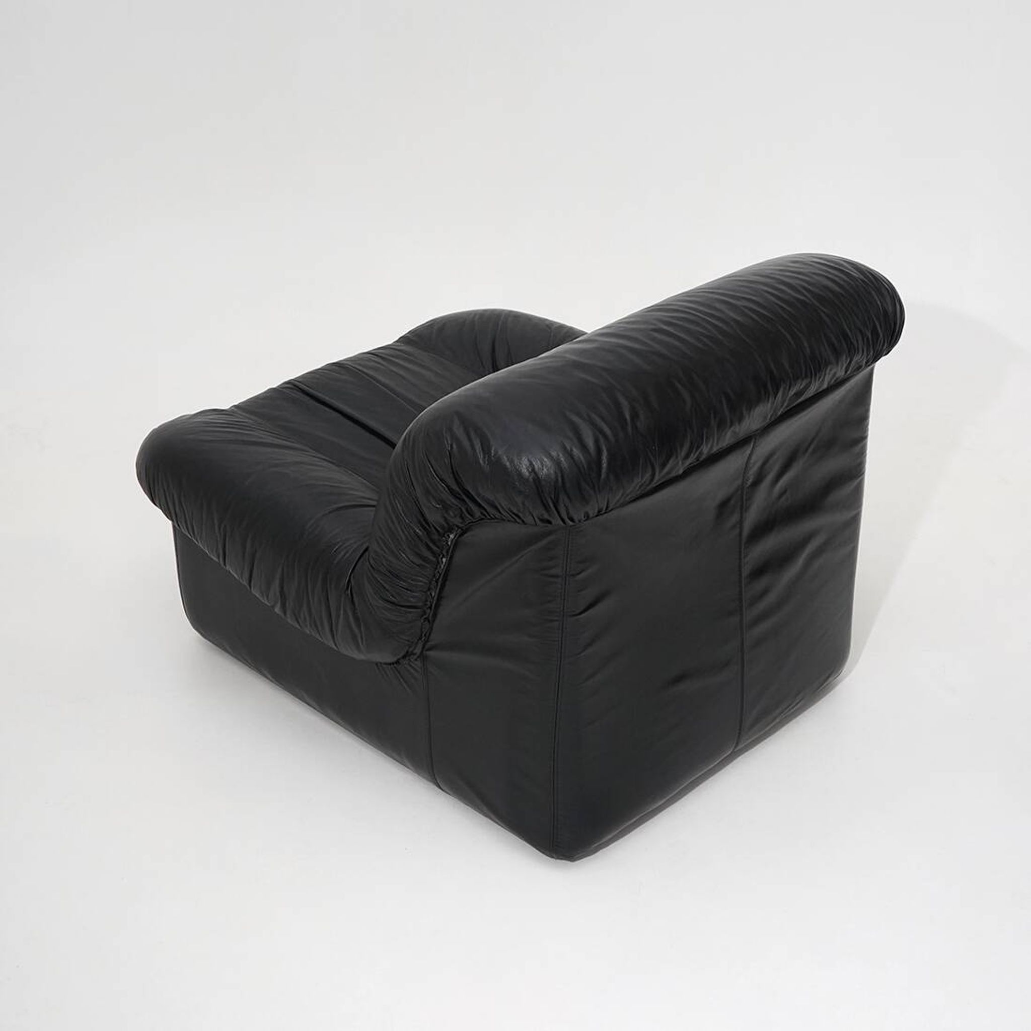 Modular black leather armchairs, 1970s