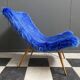 Chaise emblématique Miroslav Navratil tissu moelleux bleu pour Český Nábytek années 1960