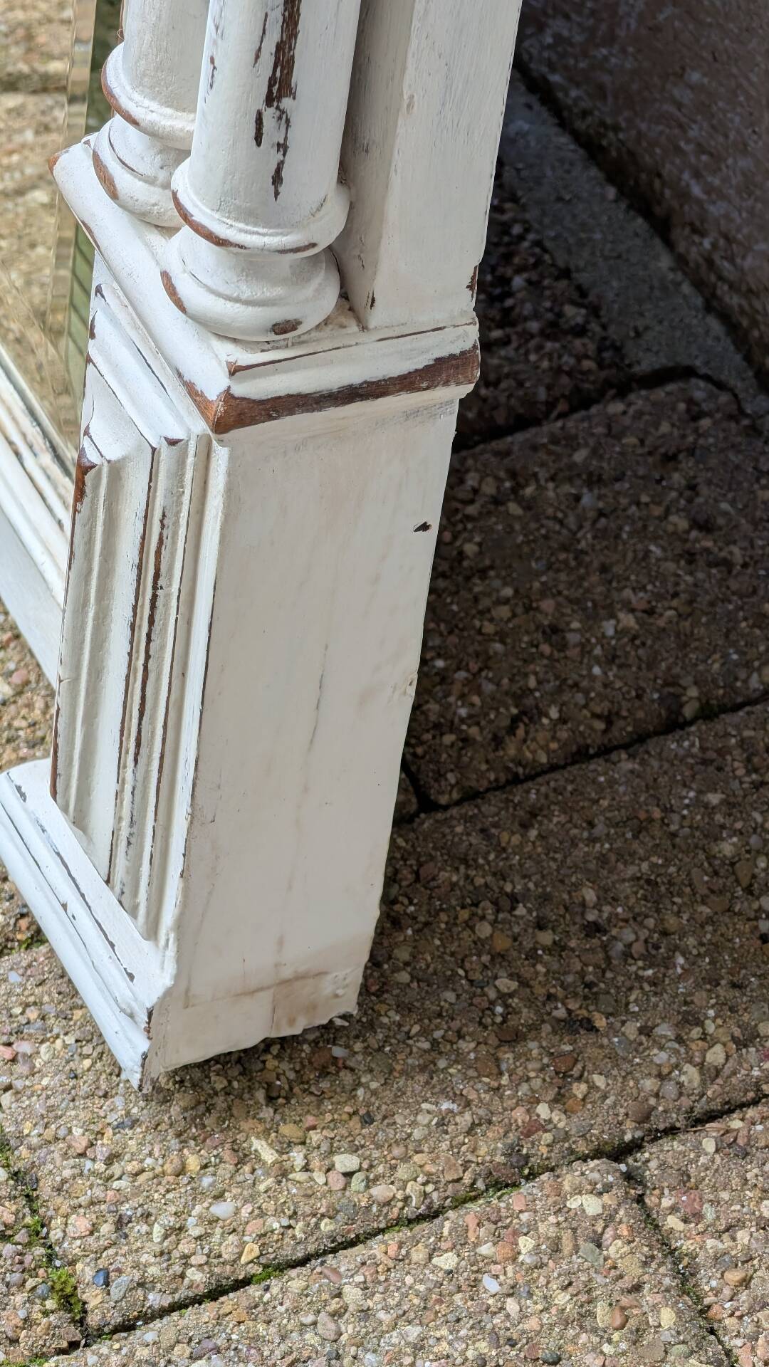 Shabby chic white patinated trumeau mirror – bevelled mirror