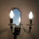Wall applique, two-pointed glass chandelier, chiseled mirror and steel, 20th