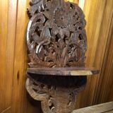 Carved wood shelf vintage birds & flowers decor