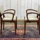 Pair of Art Deco bridge chairs in beech and imitation leather from the 1950s