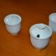 Salt shaker, pepper shaker, mustard pot set