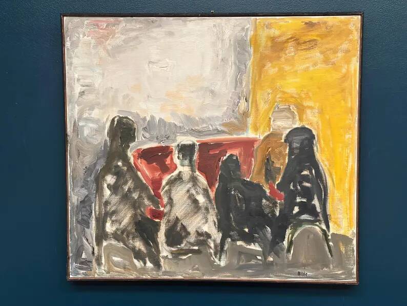 Original Danish Oil on Canvas“Figurative Composition” by Max Bilde