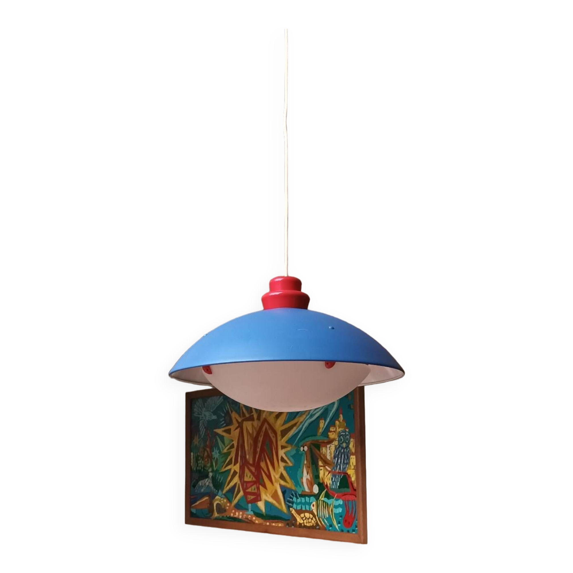 Ikea chandelier, memphis blue