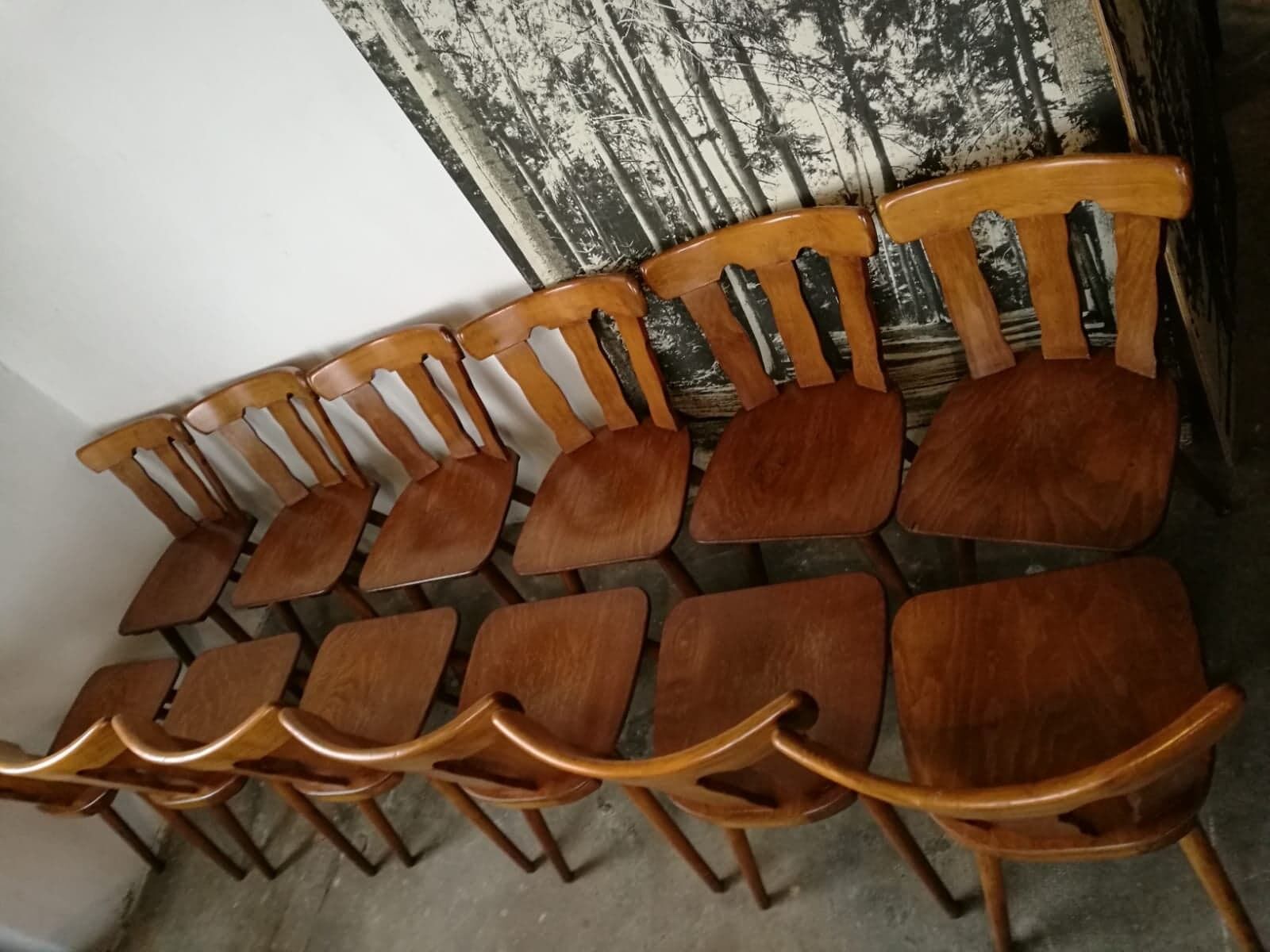 Lot of 14 vintage bistro chairs