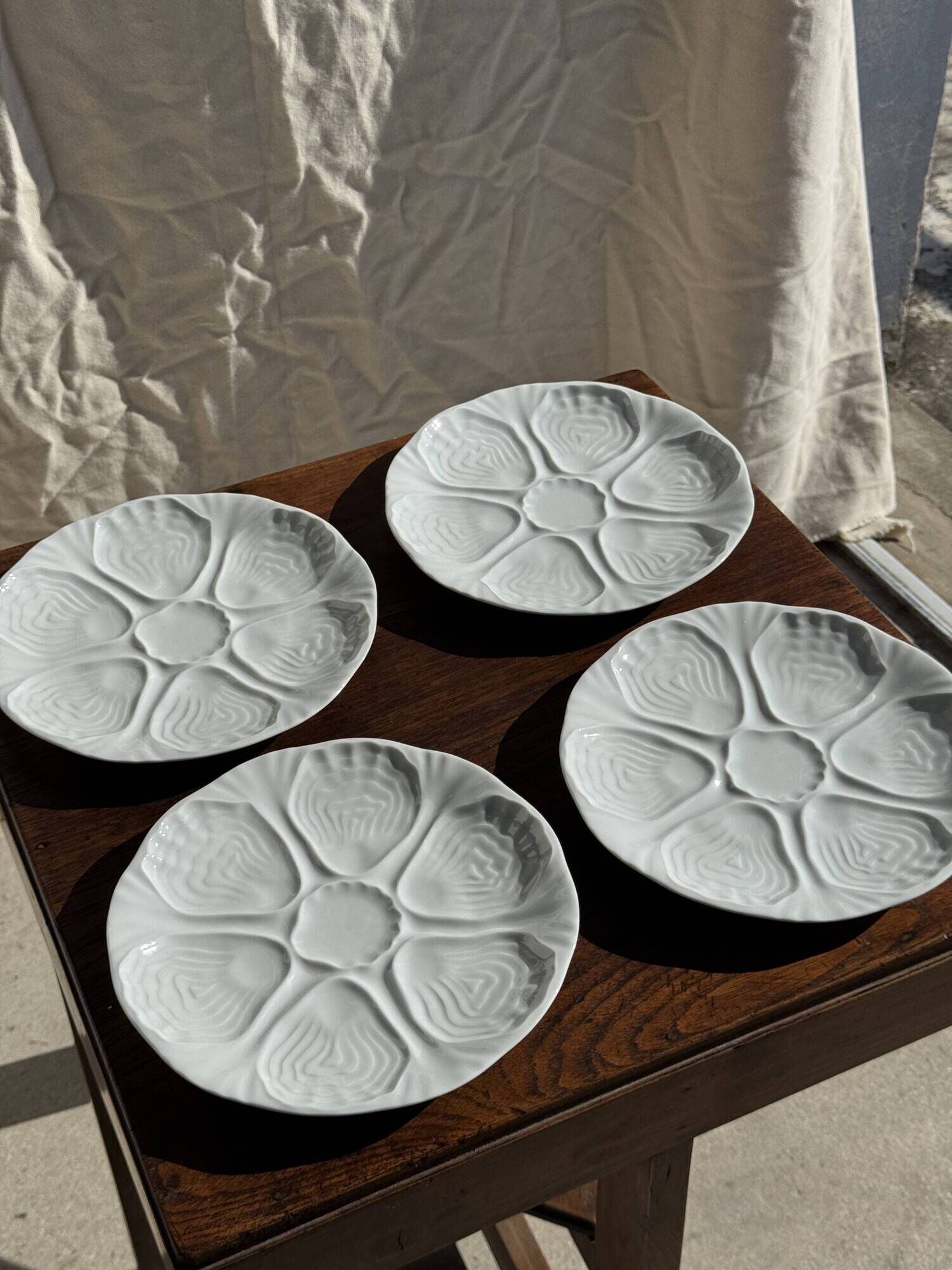 Set of 4 oyster plates Limoges France D25